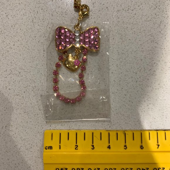 VINTAGE 2000 HELLO KITTY GOLD / PINK BOW CHARM / CELL PHONE - Picture 2 of 7
